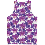 Purple Orchid Flower Pattern Print Men's Tank Top