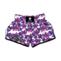 Purple Orchid Flower Pattern Print Muay Thai Boxing Shorts