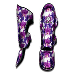 Purple Orchid Flower Pattern Print Muay Thai Shin Guard