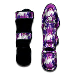 Purple Orchid Flower Pattern Print Muay Thai Shin Guard