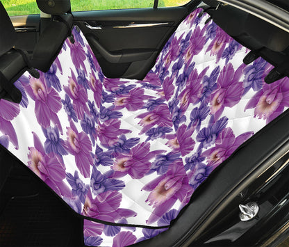 Purple Orchid Flower Pattern Print Pet Car Back Seat Cover
