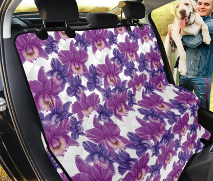 Purple Orchid Flower Pattern Print Pet Car Back Seat Cover