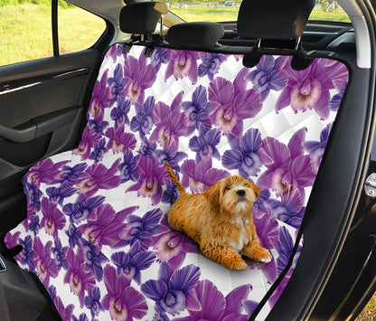 Purple Orchid Flower Pattern Print Pet Car Back Seat Cover
