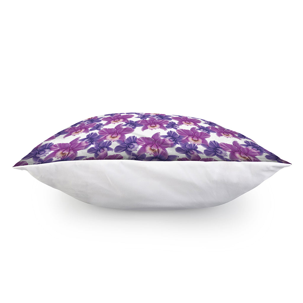 Purple Orchid Flower Pattern Print Pillow Cover