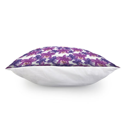 Purple Orchid Flower Pattern Print Pillow Cover