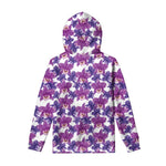 Purple Orchid Flower Pattern Print Pullover Hoodie