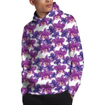 Purple Orchid Flower Pattern Print Pullover Hoodie