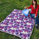 Purple Orchid Flower Pattern Print Quilt