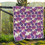 Purple Orchid Flower Pattern Print Quilt