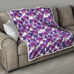 Purple Orchid Flower Pattern Print Quilt