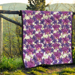 Purple Orchid Flower Pattern Print Quilt