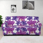 Purple Orchid Flower Pattern Print Sofa Cover