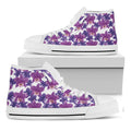 Purple Orchid Flower Pattern Print White High Top Sneakers