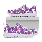 Purple Orchid Flower Pattern Print White Sneakers