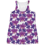 Purple Orchid Flower Pattern Print Women's Racerback Tank Top