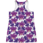 Purple Orchid Flower Pattern Print Women's Racerback Tank Top