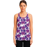 Purple Orchid Flower Pattern Print Women's Racerback Tank Top