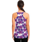Purple Orchid Flower Pattern Print Women's Racerback Tank Top