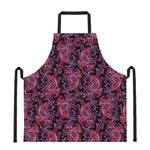 Purple Paisley Pattern Print Apron