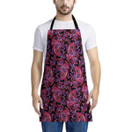 Purple Paisley Pattern Print Apron