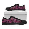 Purple Paisley Pattern Print Black Low Top Sneakers