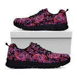 Purple Paisley Pattern Print Black Sneakers