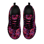 Purple Paisley Pattern Print Black Sneakers