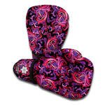 Purple Paisley Pattern Print Boxing Gloves