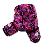 Purple Paisley Pattern Print Boxing Gloves