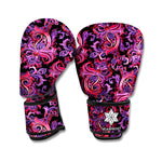 Purple Paisley Pattern Print Boxing Gloves