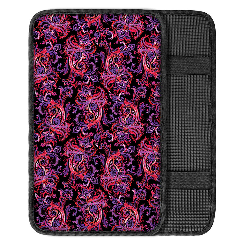 Purple Paisley Pattern Print Car Center Console Cover