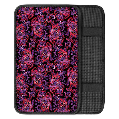 Purple Paisley Pattern Print Car Center Console Cover