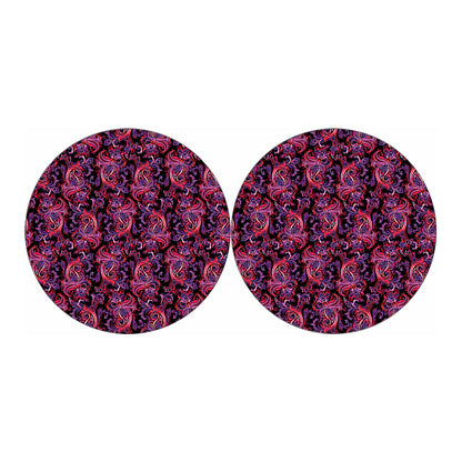 Purple Paisley Pattern Print Car Coasters