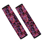 Purple Paisley Pattern Print Car Seat Belt Covers