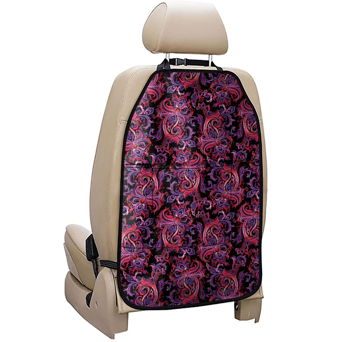 Purple Paisley Pattern Print Car Seat Organizers