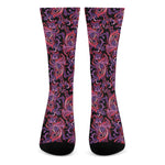 Purple Paisley Pattern Print Crew Socks