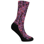 Purple Paisley Pattern Print Crew Socks