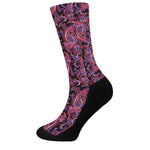 Purple Paisley Pattern Print Crew Socks