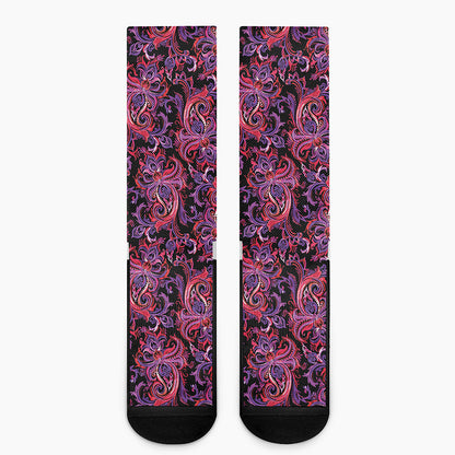 Purple Paisley Pattern Print Crew Socks
