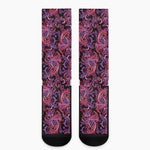 Purple Paisley Pattern Print Crew Socks