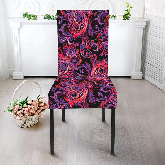 Purple Paisley Pattern Print Dining Chair Slipcover