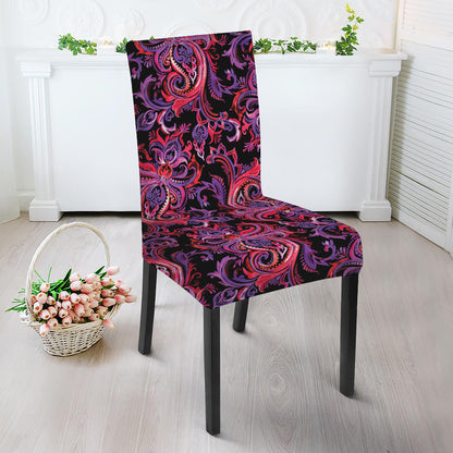 Purple Paisley Pattern Print Dining Chair Slipcover
