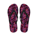 Purple Paisley Pattern Print Flip Flops