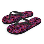 Purple Paisley Pattern Print Flip Flops