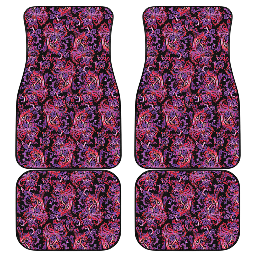 Purple Paisley Pattern Print Front and Back Car Floor Mats