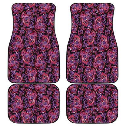 Purple Paisley Pattern Print Front and Back Car Floor Mats
