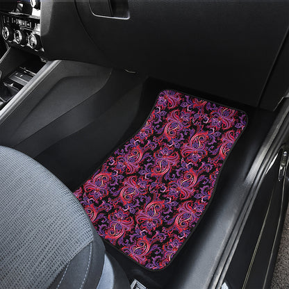 Purple Paisley Pattern Print Front and Back Car Floor Mats
