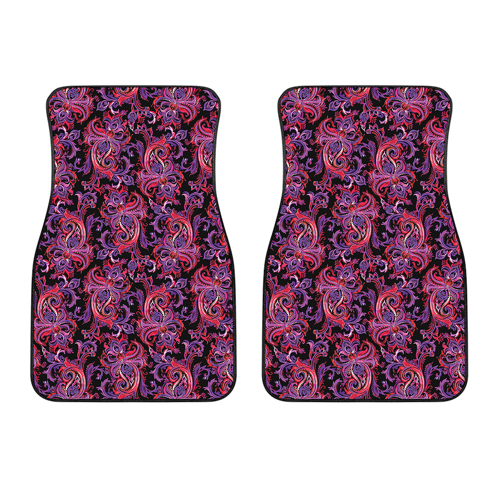 Purple Paisley Pattern Print Front Car Floor Mats
