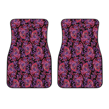Purple Paisley Pattern Print Front Car Floor Mats
