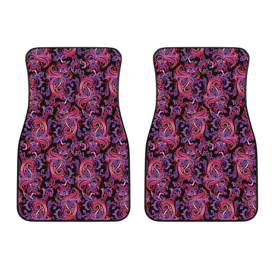 Purple Paisley Pattern Print Front Car Floor Mats